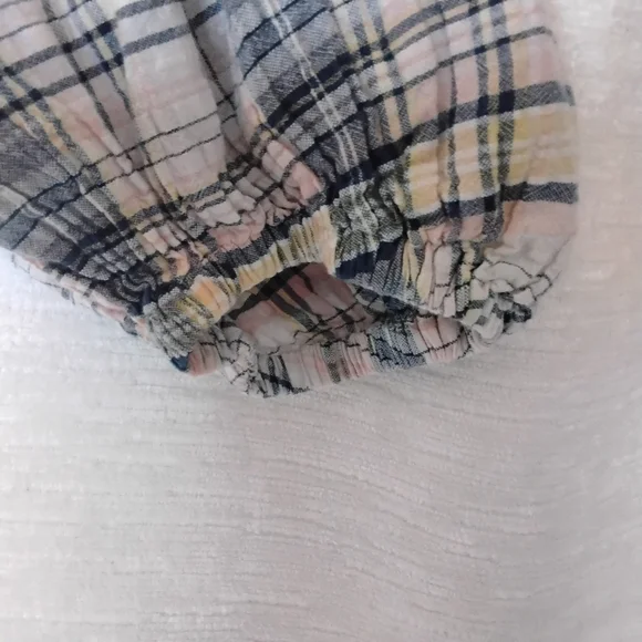 Arizona Jean Company Size L Blouse Blue Pink White Puff Sleeves - Picture 9 of 9